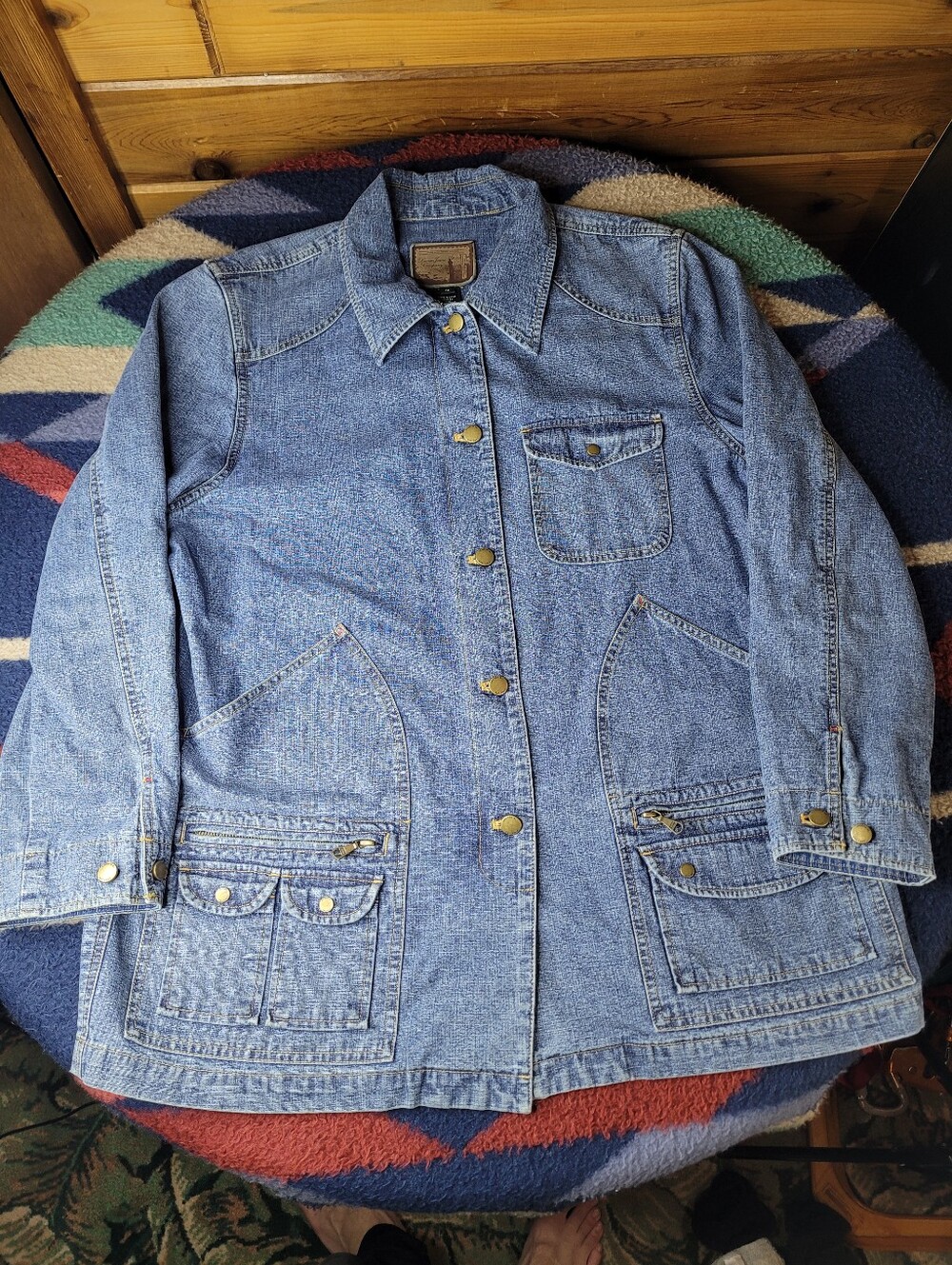 Vtg 90s Lauren Jeans Co Ralph Lauren Barn Chore Coat Womens XL Blue Denim Button